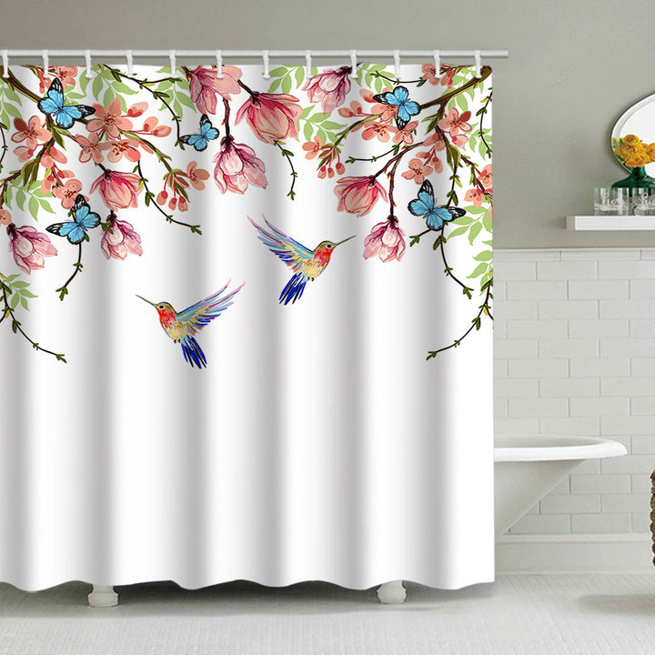 Artistic Nature-Themed Shower Curtain Bowlift