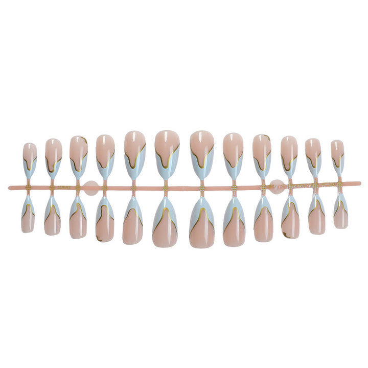 Premium Artistic Press-On Nail Set with Elegant Design Accents Bowlift