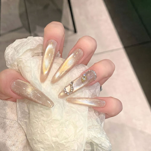 Glamorous Stiletto Press-On Nail Set with Crystal Accents Bowlift