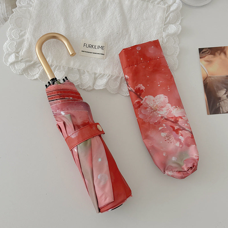 Ladies Foldable Umbrella with Innovative Flower Design Bowlift