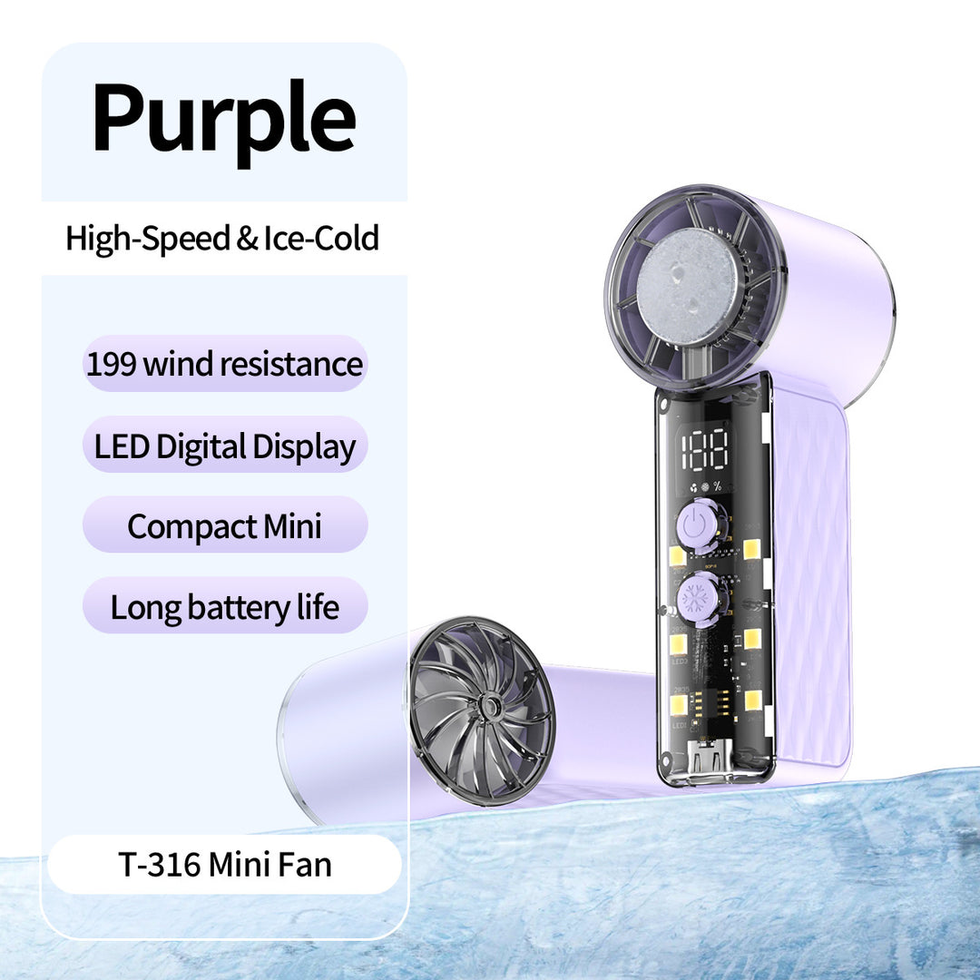 Women's nan compact rechargeable handheld cooling fan with LED real time display and multi-speed Bowlift