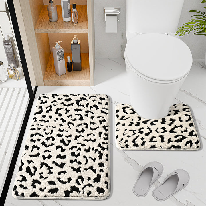 Luxurious Soft Leopard Print Bath Mat Set