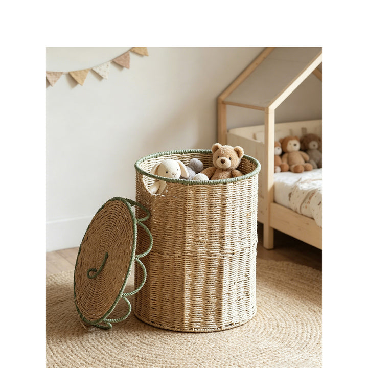 Natural storage basket with lid Bowlift