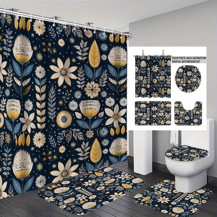 Digital Floral Theme Bathroom Décor Set Bowlift