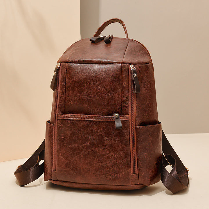 Elegant Multi-Compartt Faux Leather Backpack Bowlift