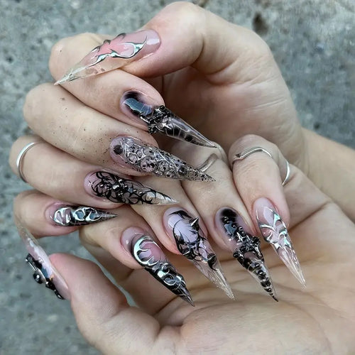 Artistic Gothic Stiletto Press-On Nails Bowlift