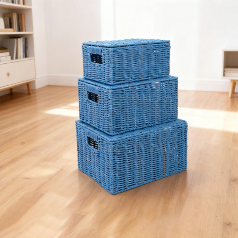 Women's storage basket made of woven material with integrated lids Bowlift