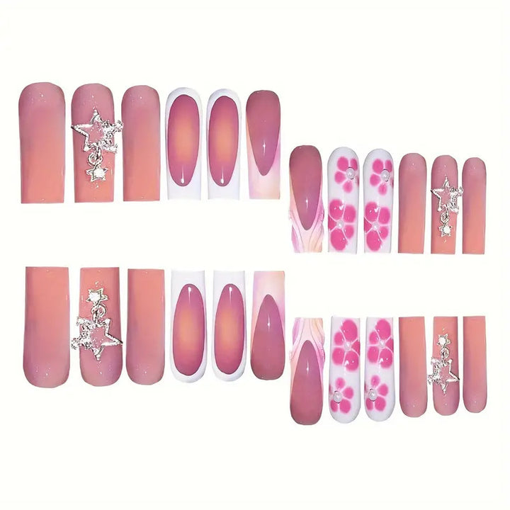 Artistic 3D Floral Press-On Nail Set Bowlift