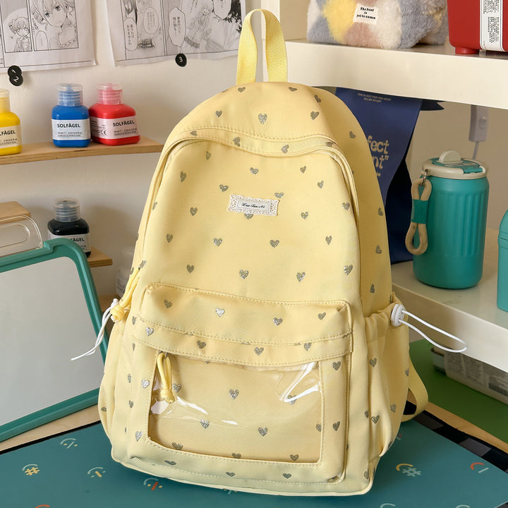 Heart-Print Stylish Backpack Bowlift