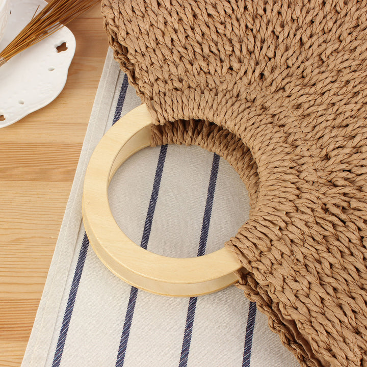 Braided raffia bag with round wooden handles Bowlift