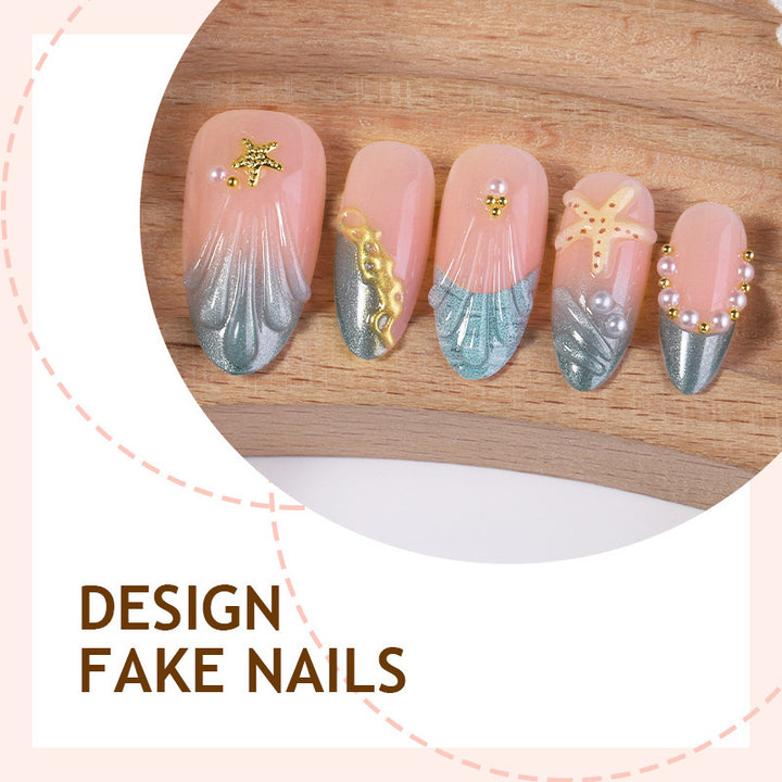 Artificial nail set with glamorous accents and delicate ombre effect Bowlift