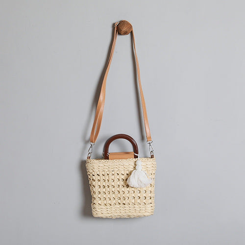 Handbag with Removable Shoulder Strap and Faux Leather Elements Bowlift