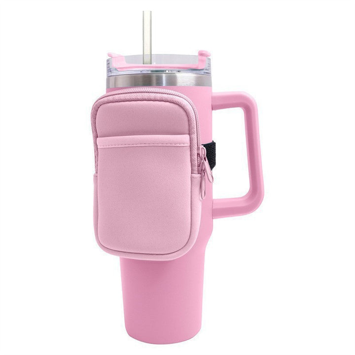 Unisex cup holder with practical pocket Bowlift