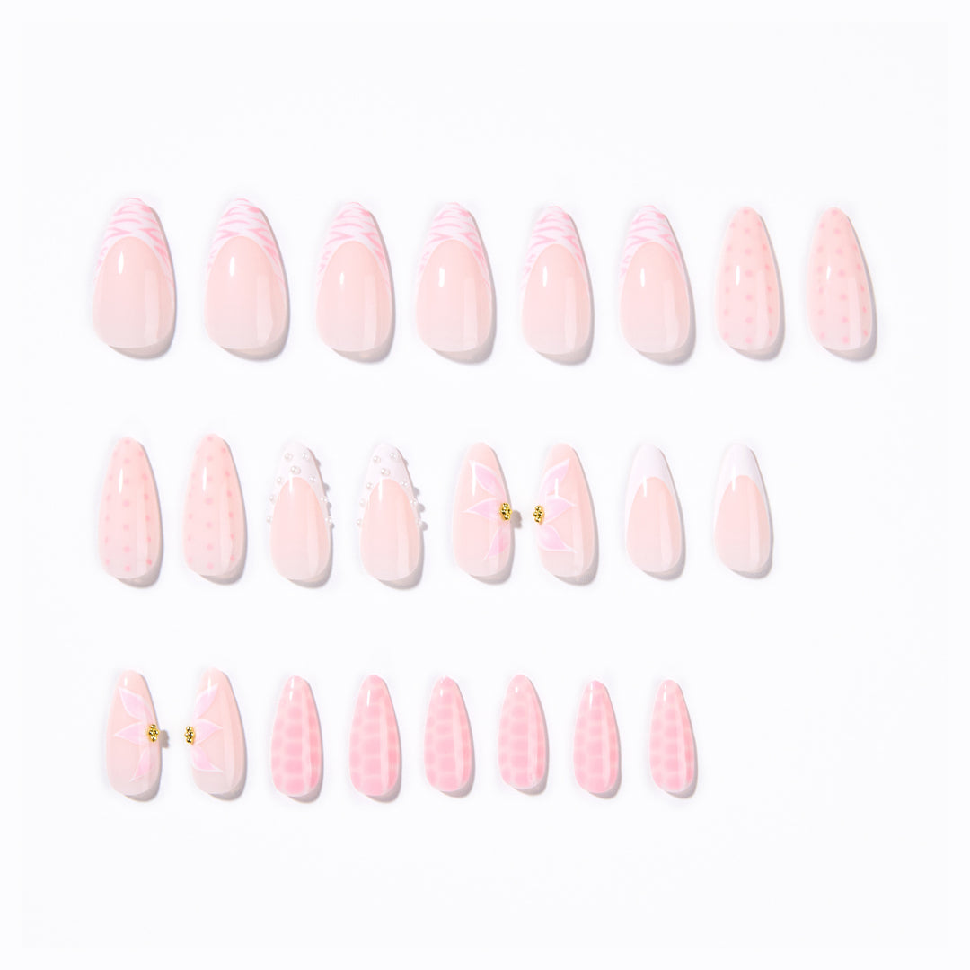 Artistic stiletto nails with elegant 3D decorations Bowlift