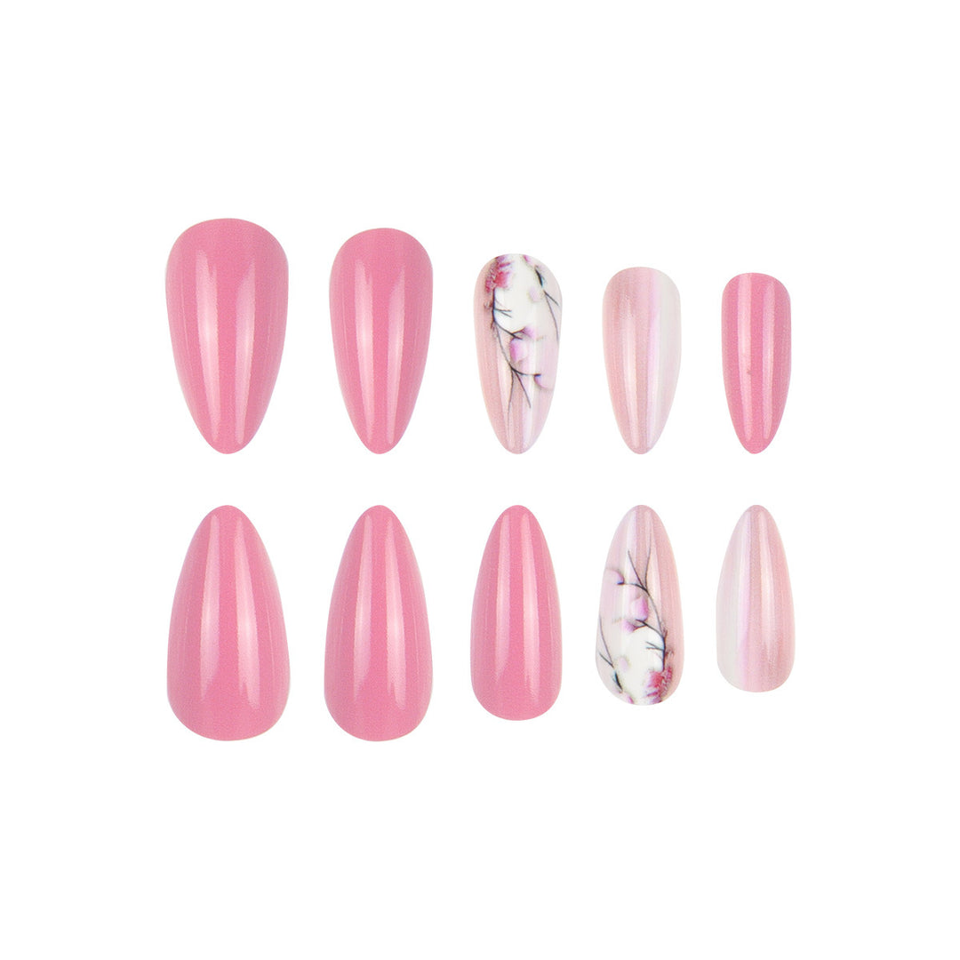 Stiletto Press-On Nails with Floral Design Bowlift