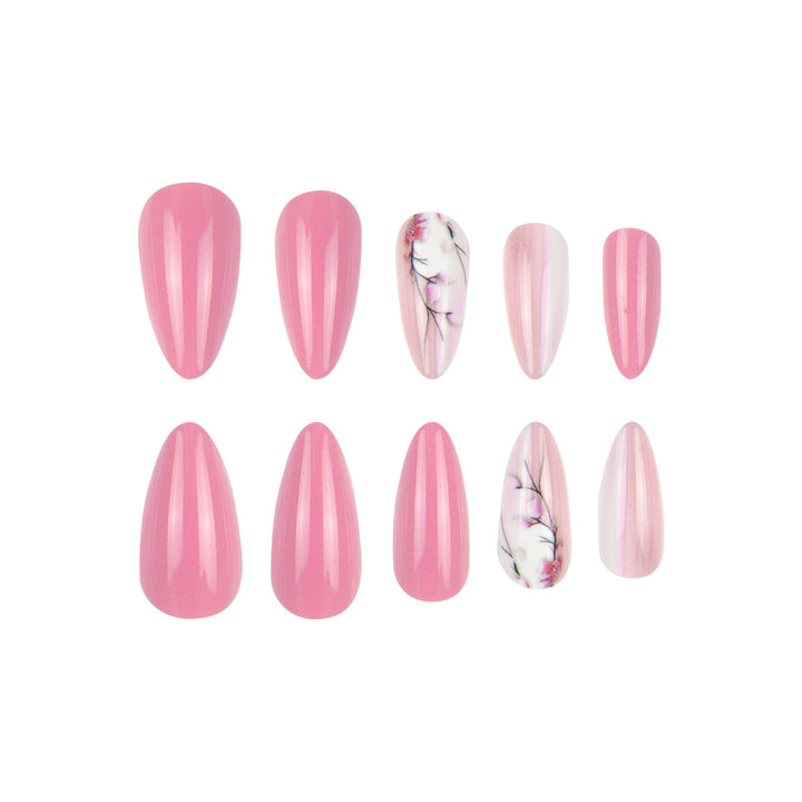 Stiletto Press-On Nails with Floral Design Bowlift