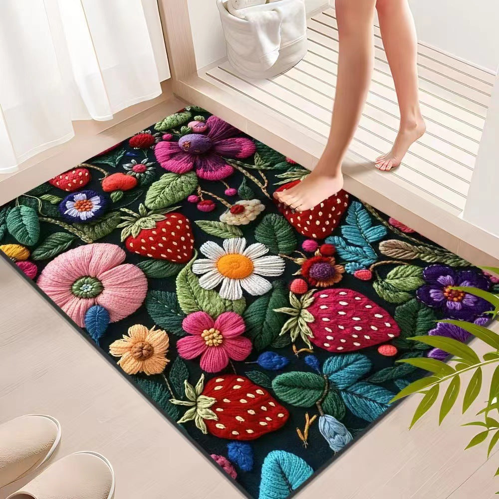 Floral Textured Indoor Mat Bowlift