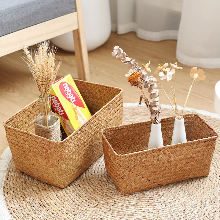 Rectangular Handwoven Storage Basket Bowlift
