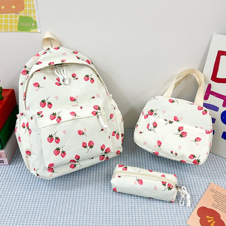 Playful Floral Printed Backpack Set