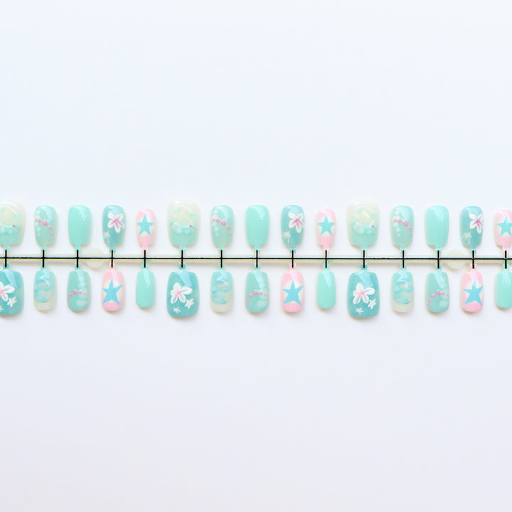 Mermaid-Inspired Decorative Press-On Nail Set Bowlift