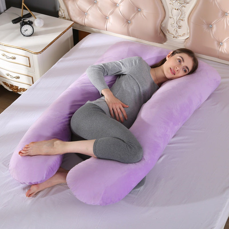 ergonomic U-shaped full-body maternity support pillow with removable washable velour cover and adjustable inner bolster Bowlift