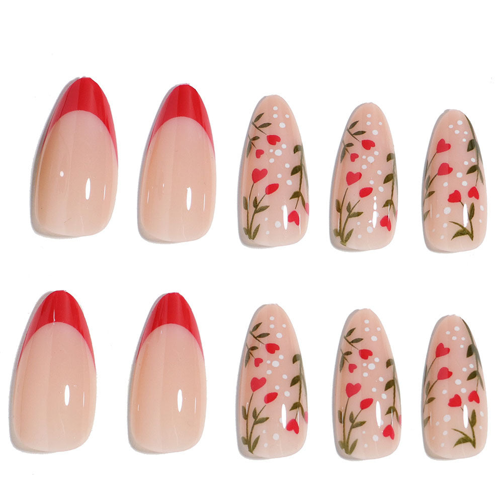 Decorative Floral Press-On Nails Bowlift