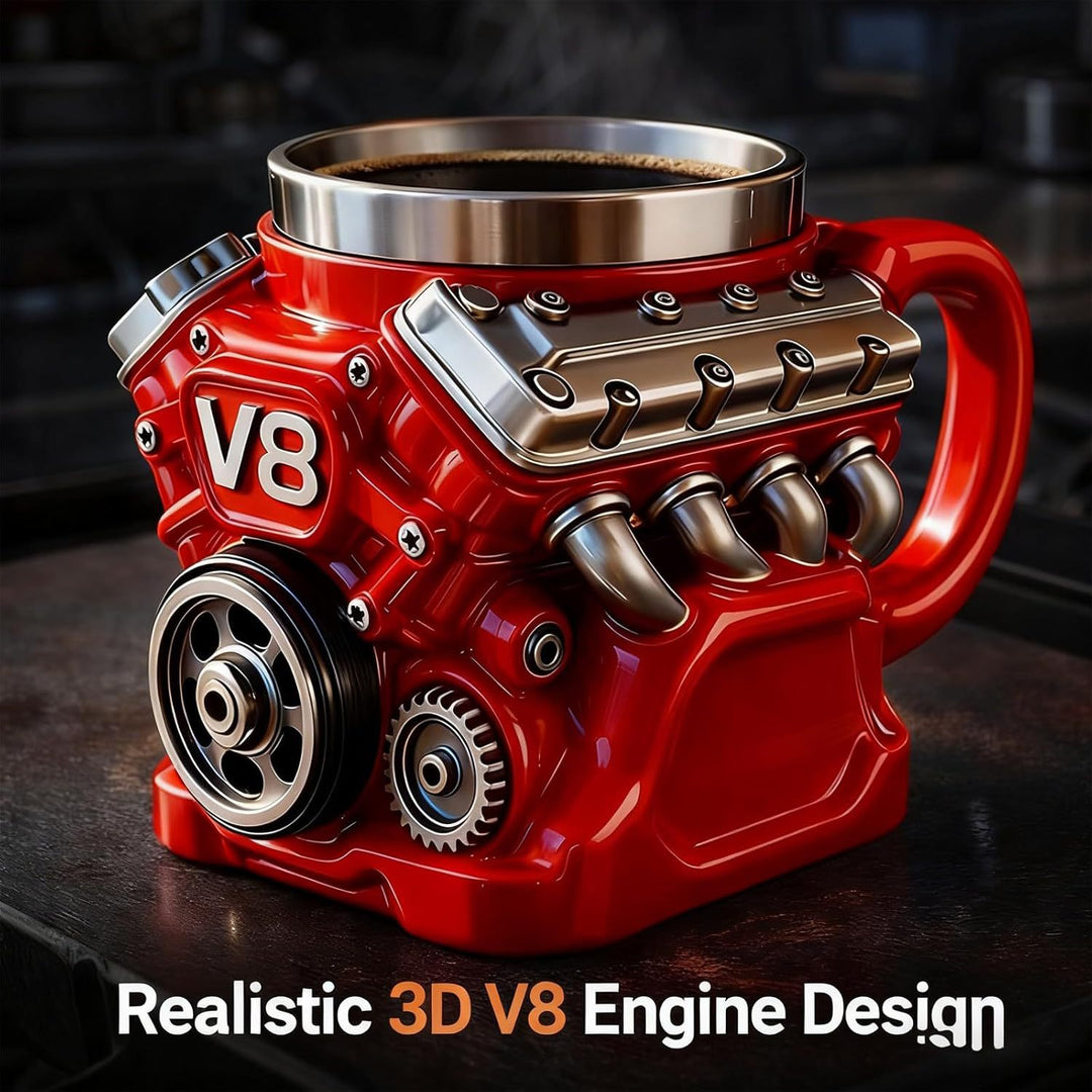 Vee Engine Novelty Ceramic and Stainless Steel Coffee Mug Bowlift
