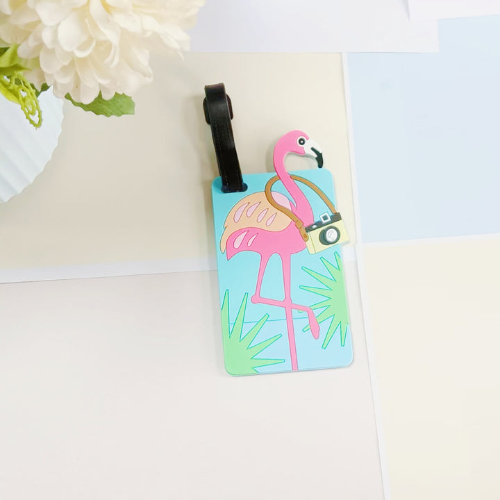 Unisex Luggage Tag in Flamingo Design Bowlift