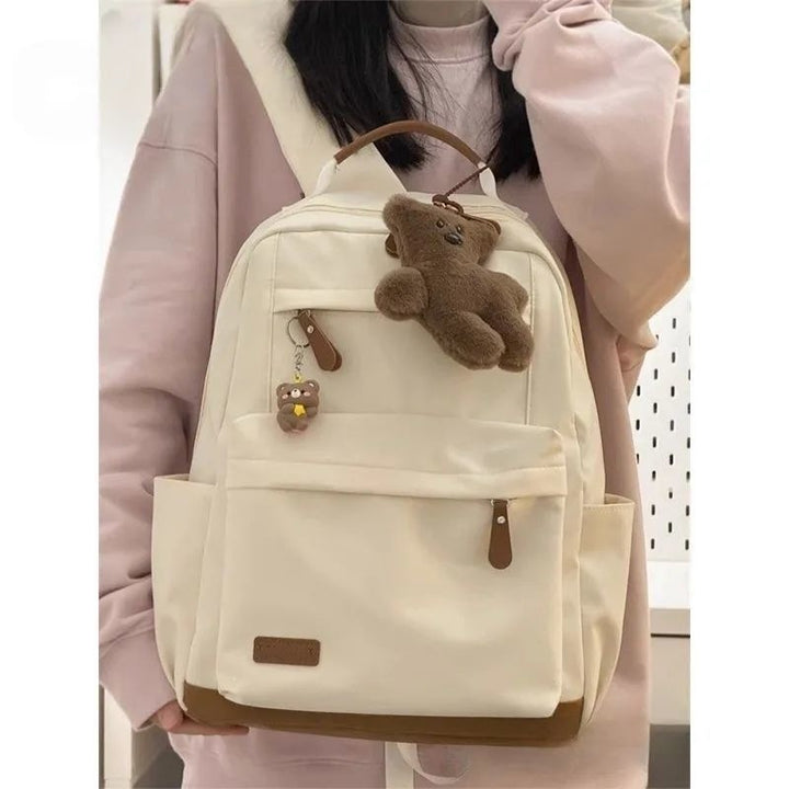 Fashionable leisure backpack with cute bear charm Bowlift