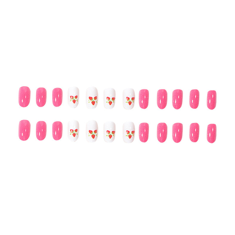Strawberry-Themed Press-On Nail Art Set Bowlift