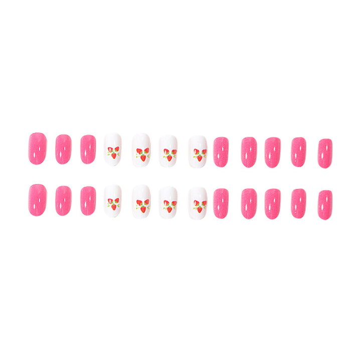 Strawberry-Themed Press-On Nail Art Set Bowlift