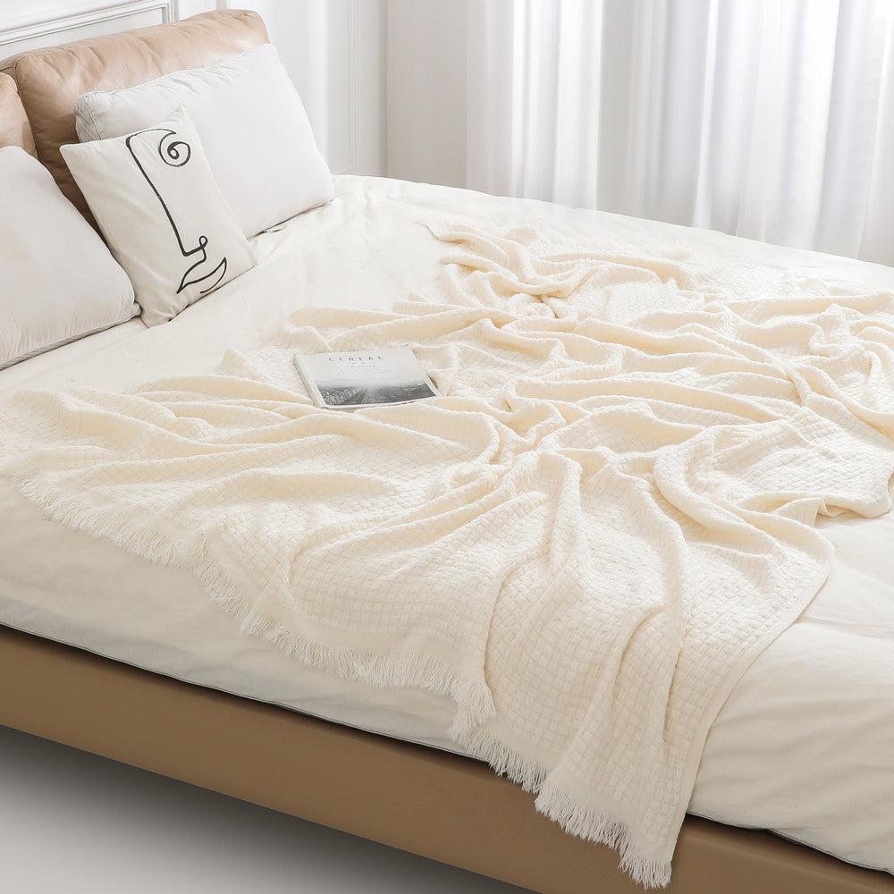 Decorative Woven Fringe Throw Blanket