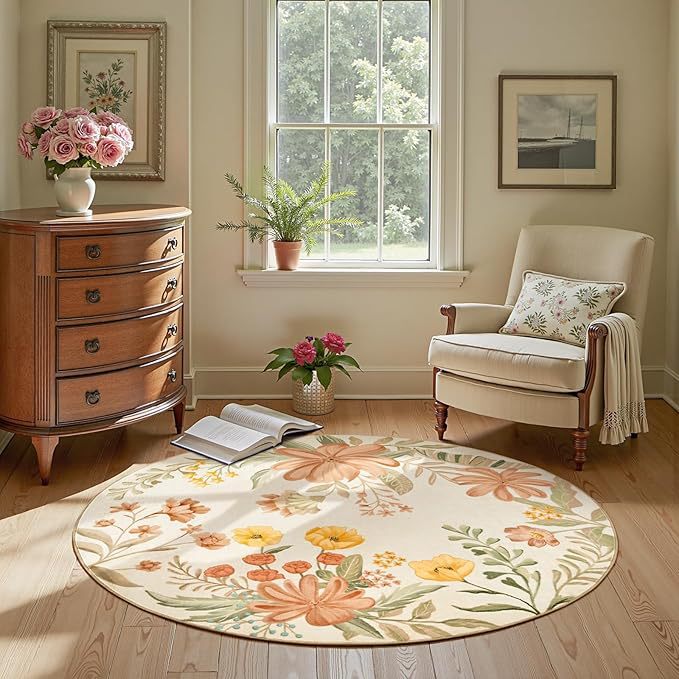 Round Flower Pattern Rug