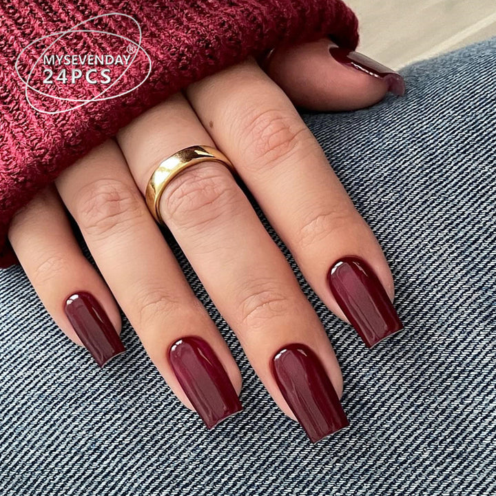 Glossy Square Tip Press-On Nails Bowlift