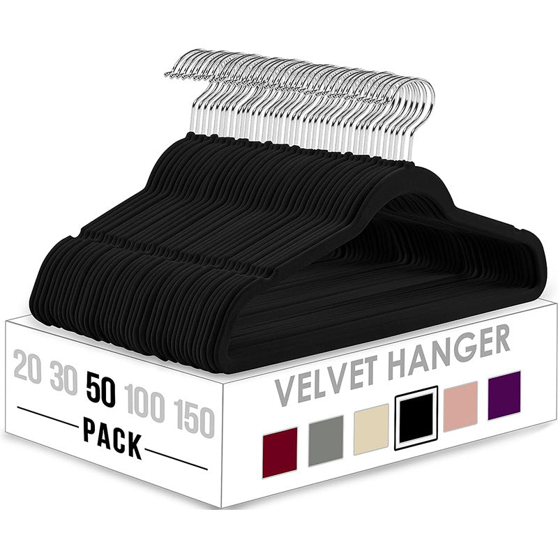 Slim velvet non-slip contoured hanger set with swivel chrome hooks Bowlift