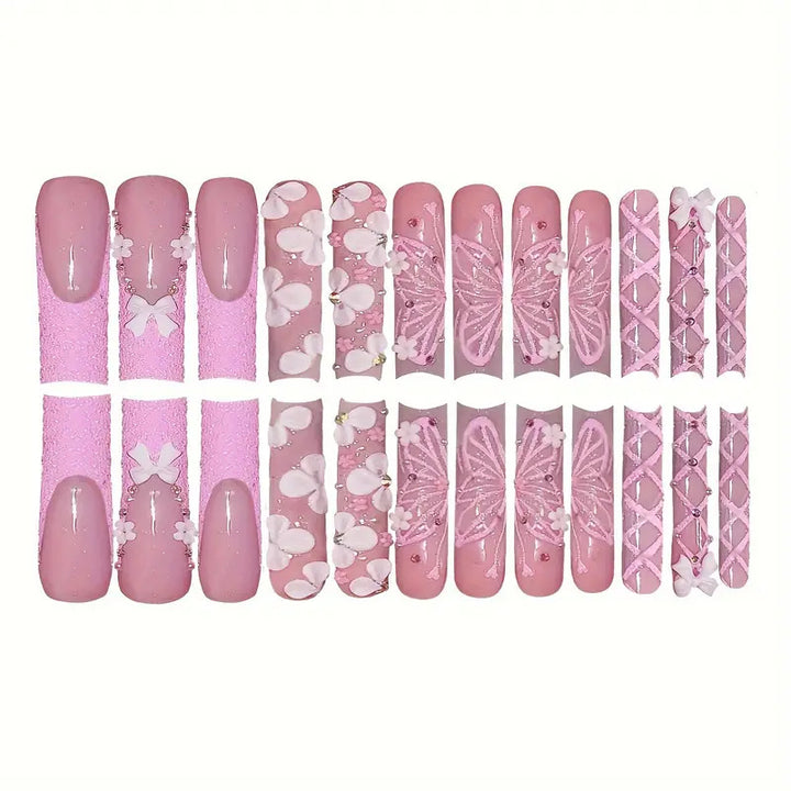 Decorative 3D Floral Press-On Nail Art Bowlift
