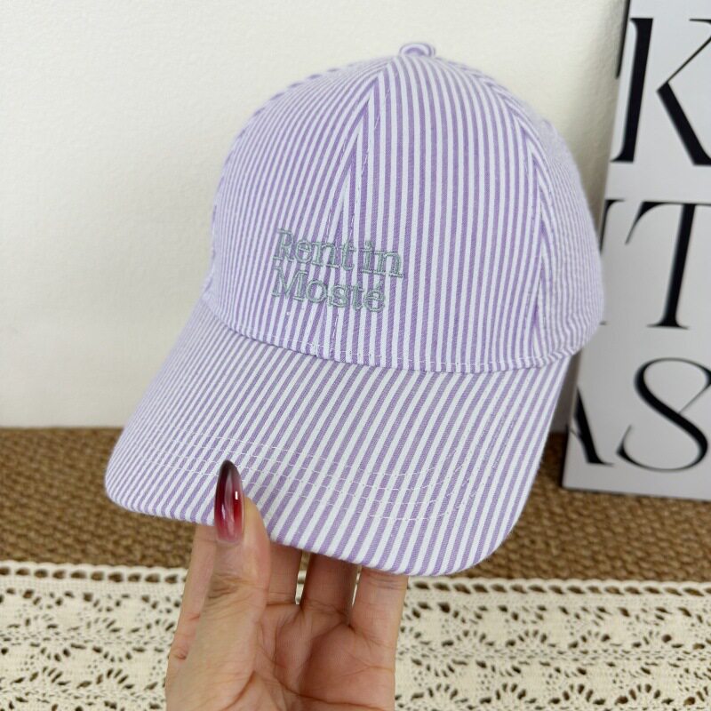 Women's Striped Embroidered Baseball Cap Bowlift
