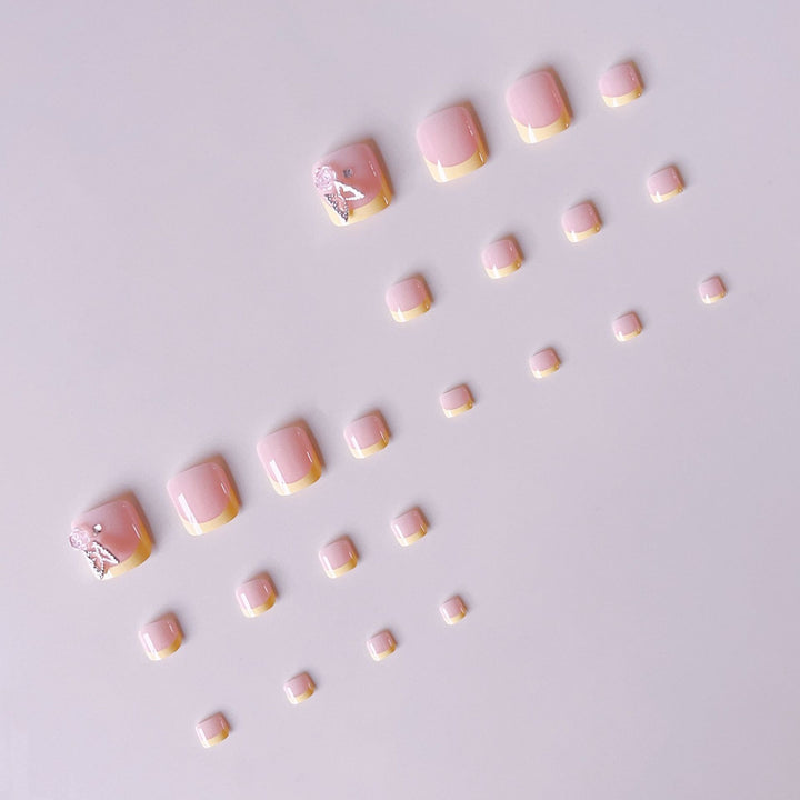 Artificial nail set with cheerful flower and glitter accents Bowlift