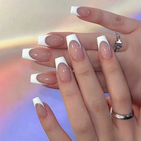 Elegant French Tip Pedicure Bowlift