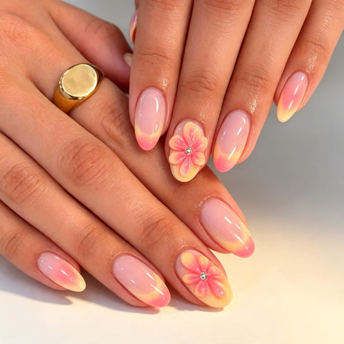 Floral Gel Press-On Nail Set Bowlift