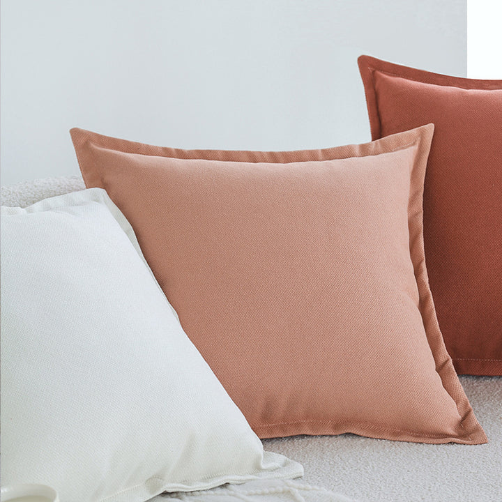Square cushion cover in canvas look with surrounding standing seam and concealed zipper Bowlift