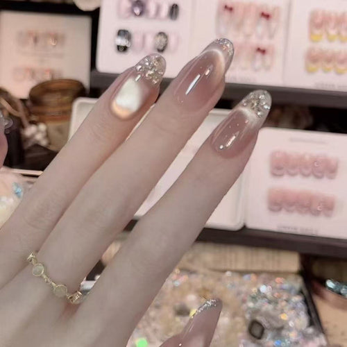 Elegant Nail Art Extensions with Pearl Accents Bowlift