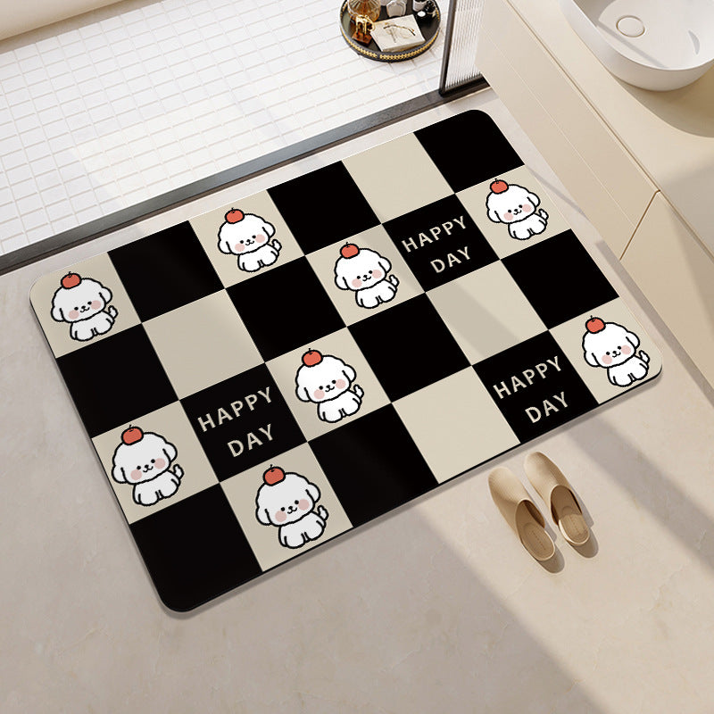 Cartoon Cat-Themed Bath Rug Bowlift