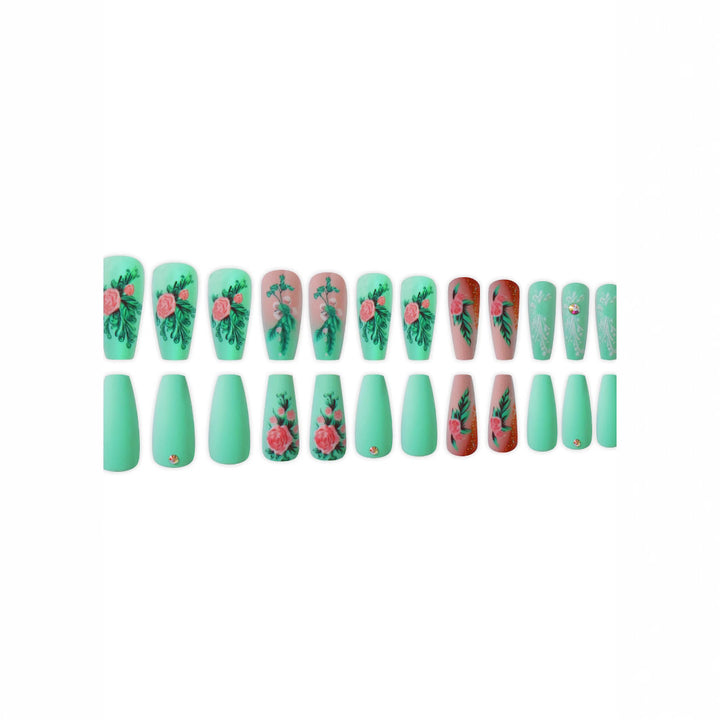 Floral Embellished Press-On Nail Set Bowlift