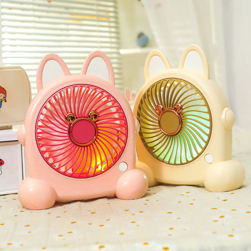 Unisex portable table fan in cute animal design with USB connection and rechargeable battery Bowlift