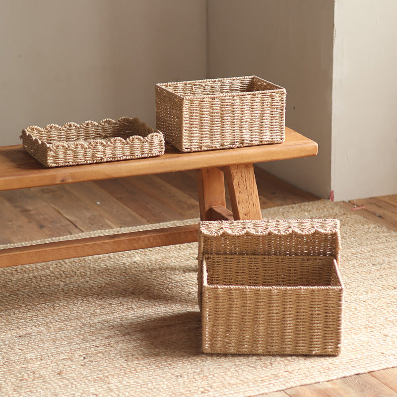 Storage basket with lid and reed design Bowlift