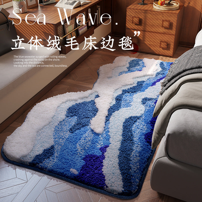 Abstract Ocean Wave Bath Mat Bowlift