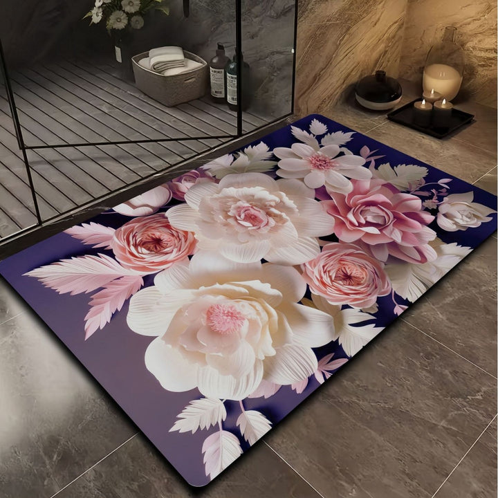 Floral Design Bath Mat Bowlift