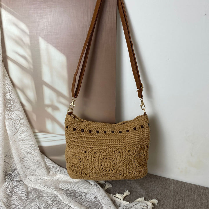 Handcrafted shoulder bag with unique crochet pattern Bowlift