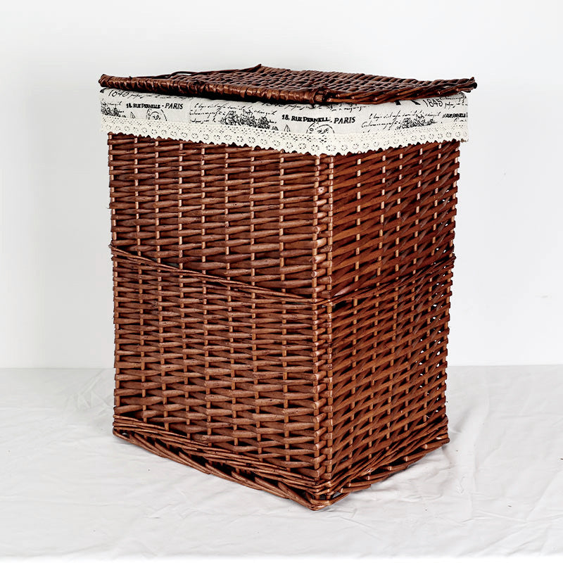Women's laundry basket with decorative checkered fabric and practical lid Bowlift